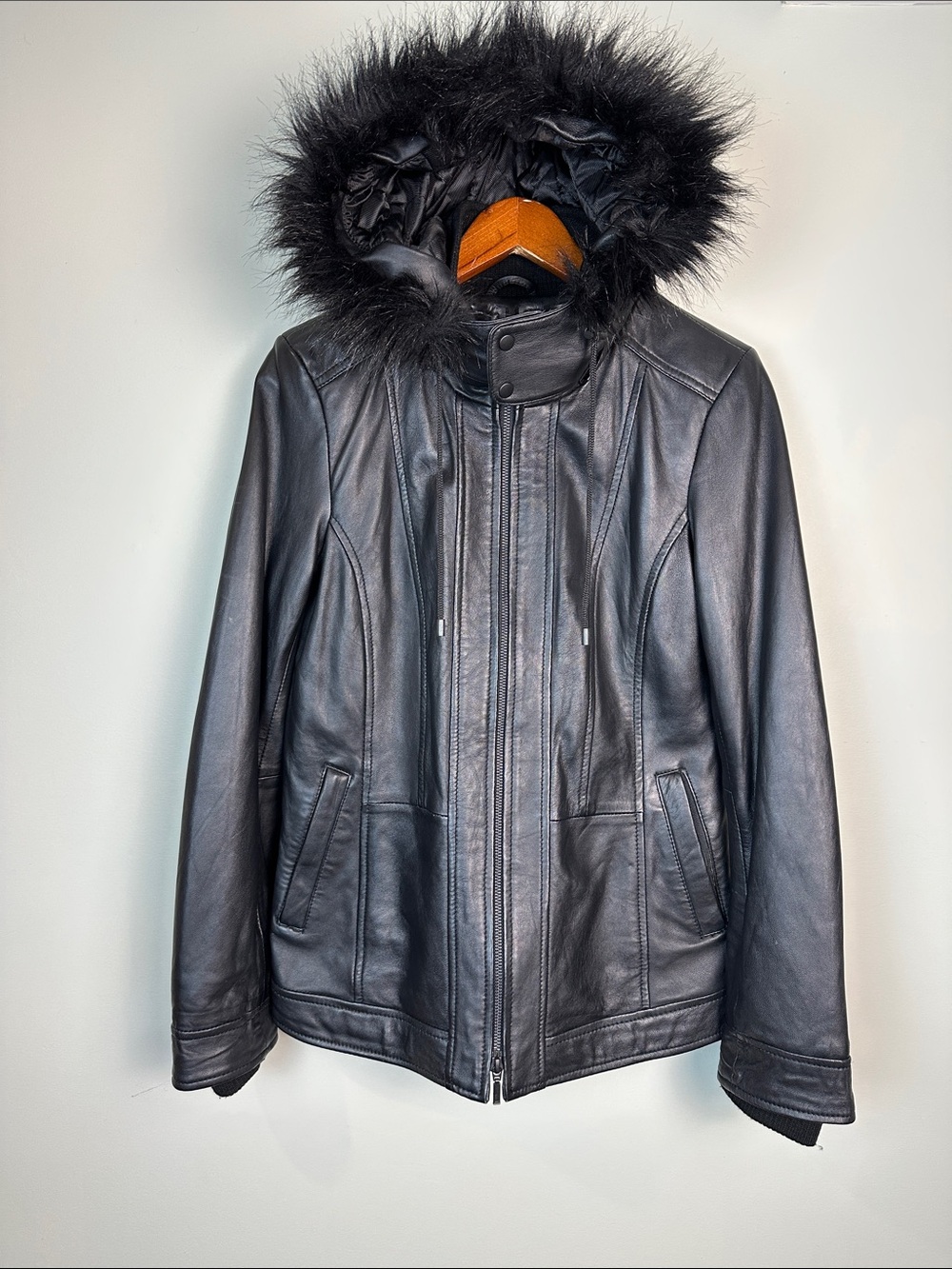 14.  Danier Leather hooded jacket